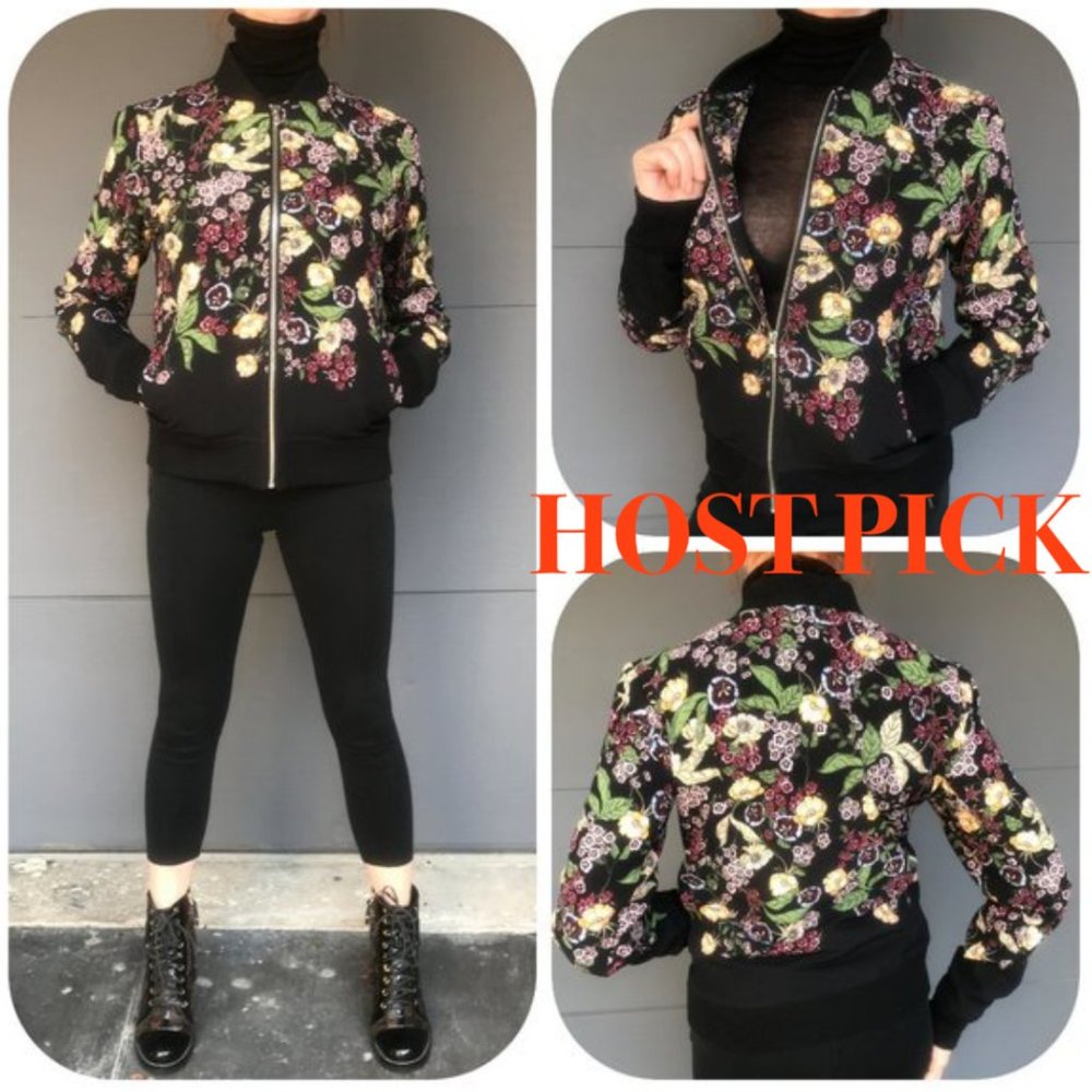 one hart floral bomber jacket